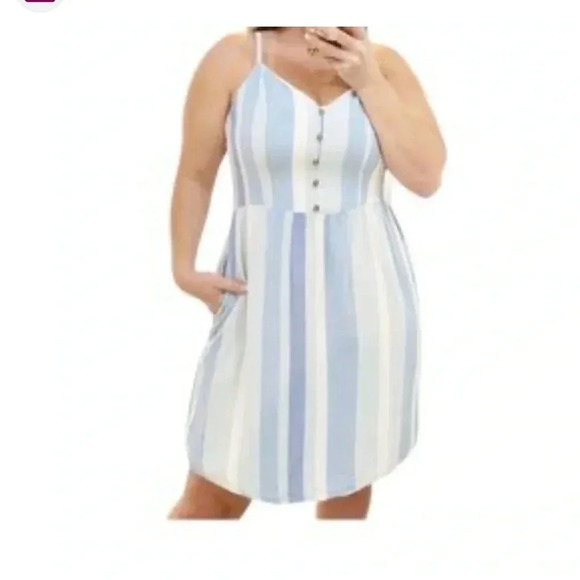 Joie Women's Mommy & Me Linen Blend Mini Sun Dress Striped Blue White Size 8 - Picture 1 of 11